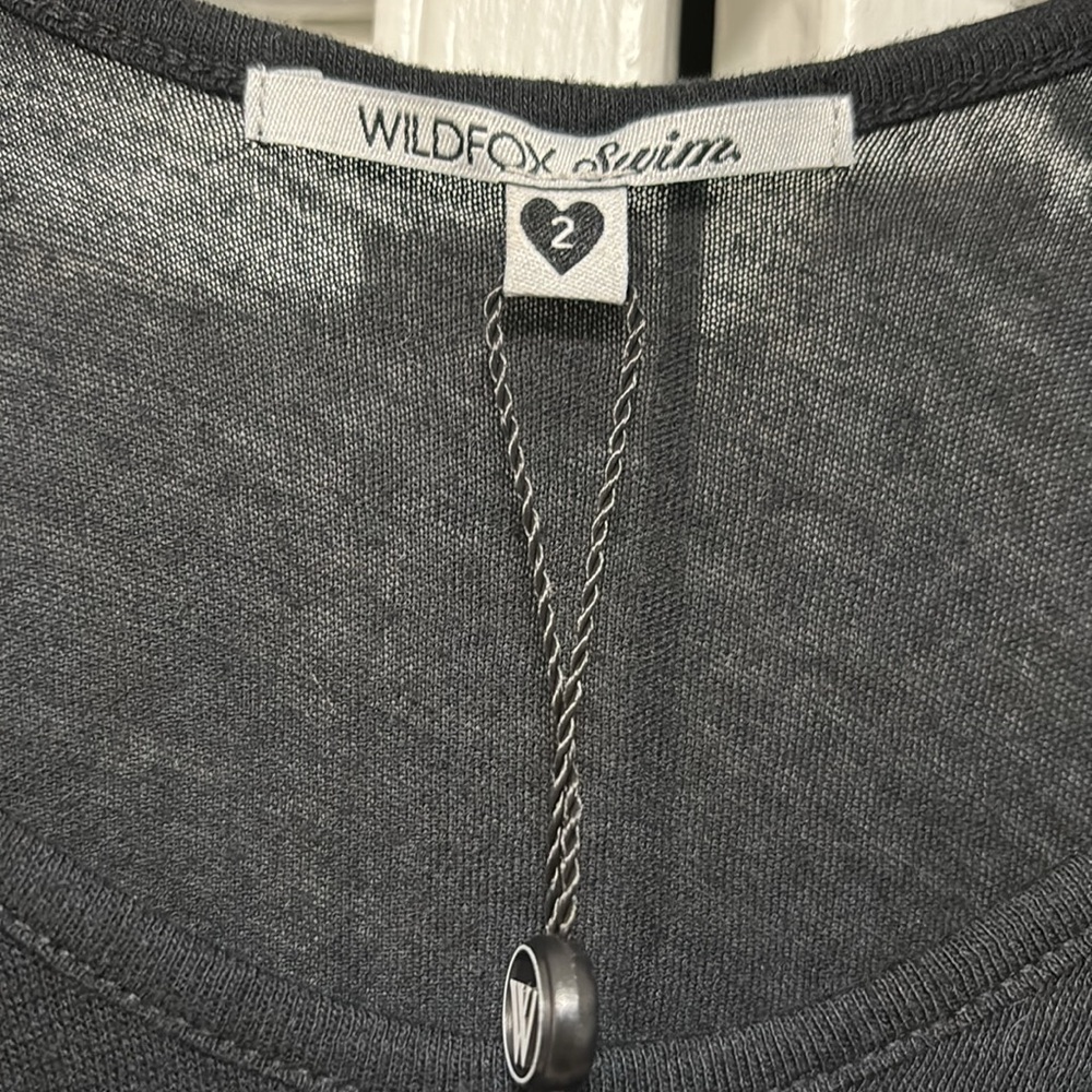 Wild fox Swim “I need a vacation” tee/swim cover-up, black, labeled 2 (2X) NWT - Picture 3 of 8